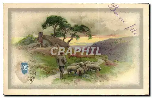 Cartes postales Fantaisie Berger et ses moutons