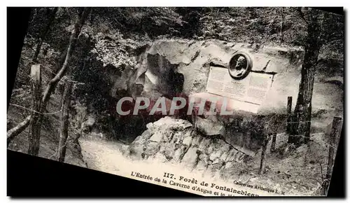 Cartes postales Foret de Fontainebleau L&#39entree de la caverne d&#39Augas et le medaillon Paul Merwart