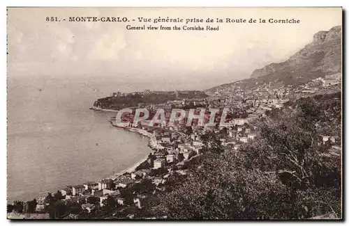 Cartes postales Monaco Monte Carlo Vue generale prise de la route de la corniche