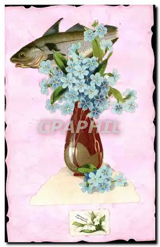 Fetes - Poisson d&#39Avril - April Fools Day - fleurs - flowers - Cartes postales