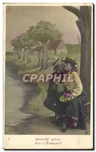 Fantaisie - Couple - Kiss under the trees - Ansichtskarte AK