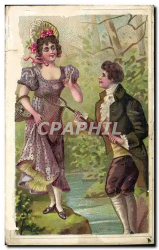 Fantaisie - Couple in Elegant Clothing - Ansichtskarte AK