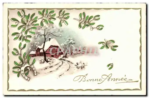 Fetes - Bonne Annee - houx - holly - winter scene - Ansichtskarte AK