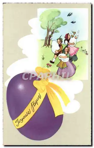 Fetes - Paques - Children Carrying Huge eggs Cartes postales