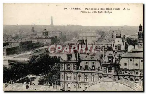 Paris - 1 - Panorama des Huit Ponts Tour Eiffel - Ansichtskarte AK