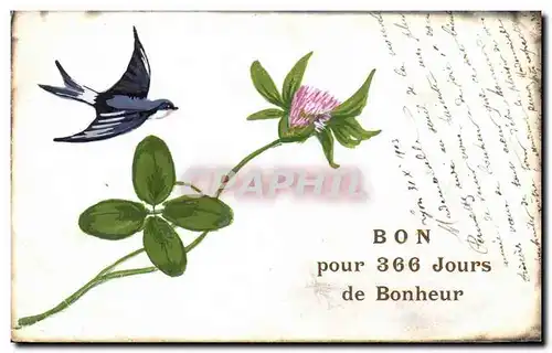 Cartes postales Fantaisie Hirondelle Bon pour 366 jours de bonheur