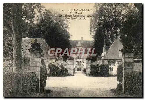 Cartes postales Azay le rideau Le chateau Renaissance Entree cote nord