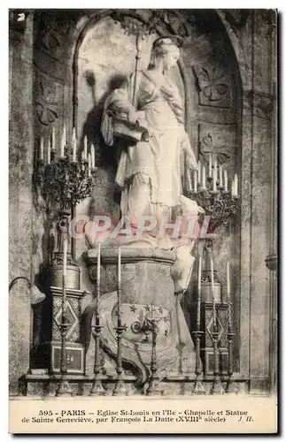 Paris Ansichtskarte AK Eglise St louis de l&#39ile Chapelle et statue de Sainte Genevieve par Francois la datte