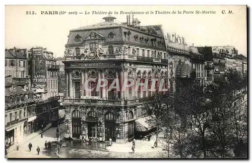 Paris Ansichtskarte AK Theatre de la Renaissance et le theatre de la porte St Martin