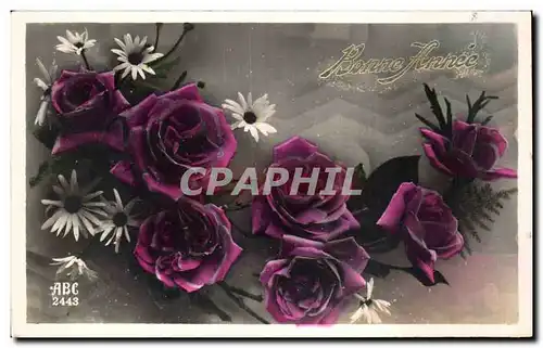 Cartes postales Fantaisie Fleurs Roses Bonne annee