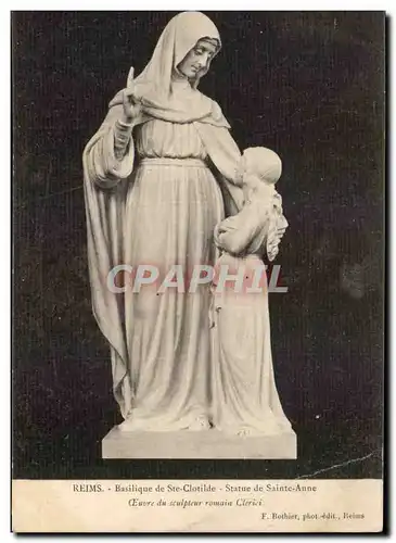 Cartes postales Reims Basilique de Ste Clotilde Statue de Sainte Anne