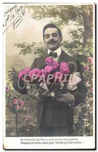 Cartes postales Fantaisie Homme Bonne annee