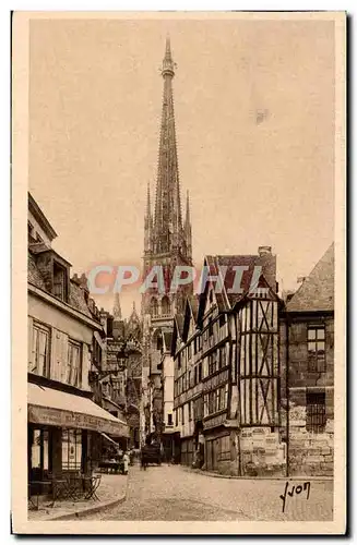 Ansichtskarte AK Rouen Vieilles maisons et la fleche de la cathedrale