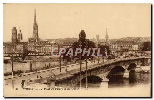 Cartes postales Rouen Le pont de pierre et les quais