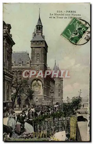 Paris Cartes postales Marche aux fleurs et la tour de l'horloge
