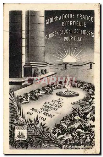 Paris - 8 - Tombeau de Soldat Inconnu - Illustration - Gloire a Notre France Eternelle - Cartes postales