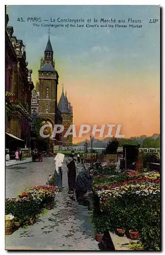 Paris - 1 - La Conciergerie et le Marche aux Fleurs - Ansichtskarte AK