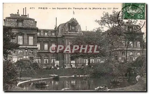Paris - 3 - Le Square du Temple et Mairie du III arrondissement - Ansichtskarte AK