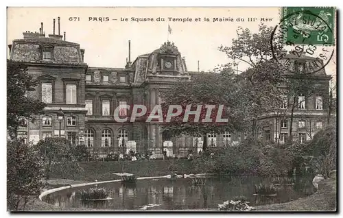 Paris - 3 - Le Square du Temple et Mairie du III arrondissement - Cartes postales