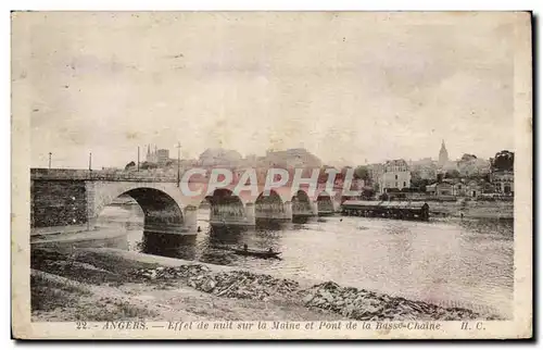 Angers Cartes postales Effet de nuit sur la Maine et pont de la Basse chaine