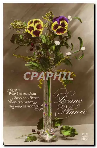 Fetes - Bonne Annee - Fleurs - Flowers - pensee - pansy - Ansichtskarte AK