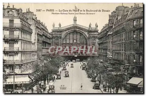 Cartes postales Paris La gare du Nord et le boulevard de Denain