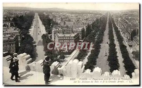 Ansichtskarte AK Paris Panorama pris de l&#39arc de Triomphe sur les avenues du Bois et de la Grande armee