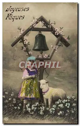 Fetes - Paques - Enfant - Child with lamb - Ostern - Ansichtskarte AK