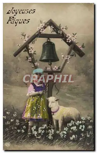Fetes - Paques - Enfant - Child with lamb - Ostern - Cartes postales