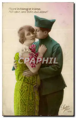 Fantaisie - Couple - Militaria - Soldat - Soldier - Cartes postales