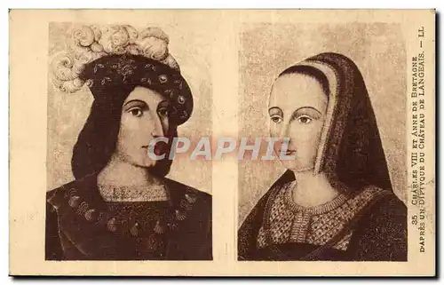 Cartes postales Charles VII et Anne de Bretagne d&#39apres un dyptique du chateau de Langeais
