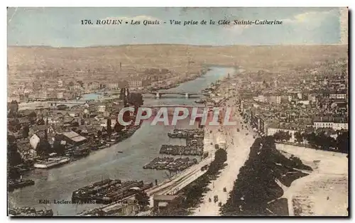 Cartes postales Rouen Les quais Vue prise de la cote Sainte Catherine