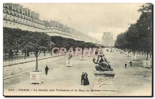 Cartes postales Paris Jardin des Tuileries et la rue de Rivoli