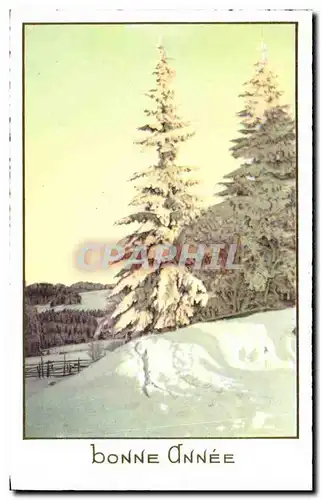 Cartes postales Fantaisie Sapin sous la neige Bonne annee