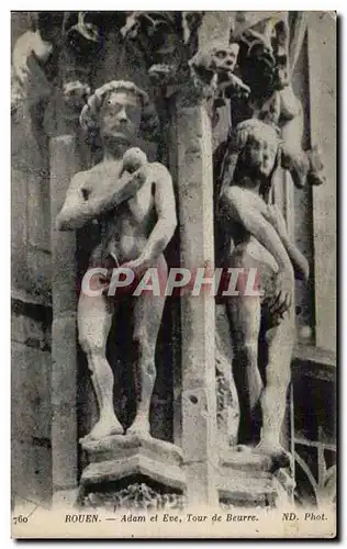 Rouen Cartes postales Adam et Eve Tour du Beurre