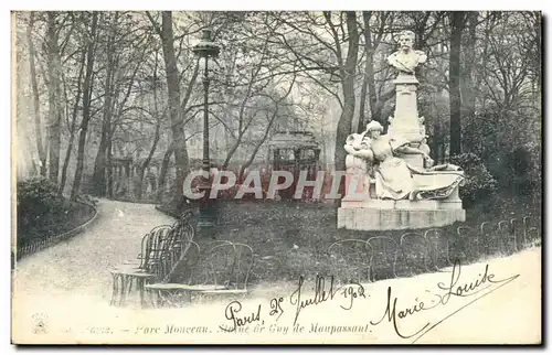Paris Ansichtskarte AK Parc Monceau Statue de Guy de Maupassant