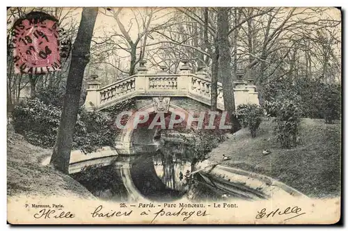 Paris Ansichtskarte AK Parc Monceau Le pont