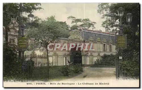 Paris Cartes postales Bois de Boulogne Le chateau de madrid