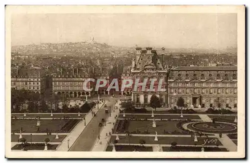 Cartes postales Paris Perspective sur la jardin des Tuileries Butte Montmartre et SAcre Coeur