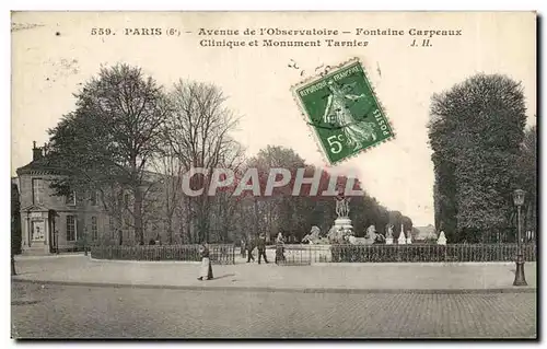 Ansichtskarte AK Paris Avenue de l&#39observatoire Fontaine Carpeaux Clinique et monument Tarnier