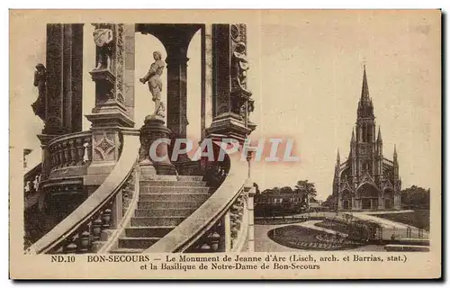 Ansichtskarte AK Bon Secours Le monument de Jeanne d&#39arc et la basilique de Notre Dame de Bonsecours