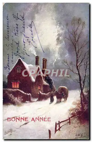 Cartes postales Fantaisie Paysage sous la neige Bonne annee