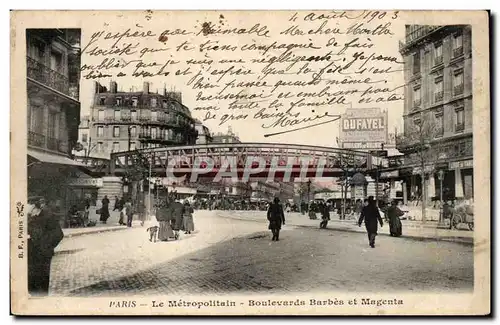 Paris Cartes postales Le Metropolitain Boulevards Barbes et Magenta Metro