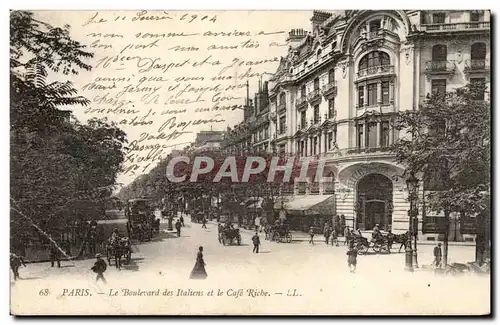 Paris Cartes postales Boulevard des Italiens et le cafe Riche