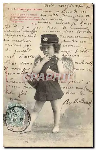 Ansichtskarte AK Fantaisie Enfant L&#39amour Policeman Policier Ange Angel