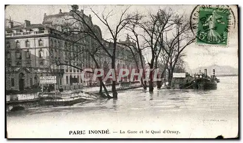 Paris Ansichtskarte AK La gare et le quai d&#39Orsay ( inondations )