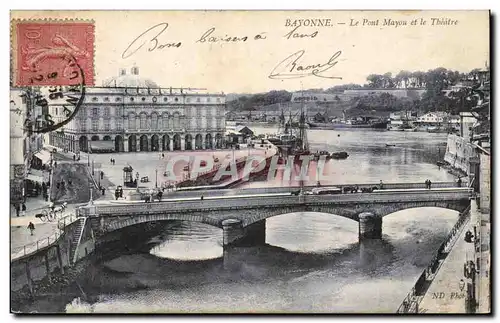 Bayonne Cartes postales Le pont Mayou et le theatre