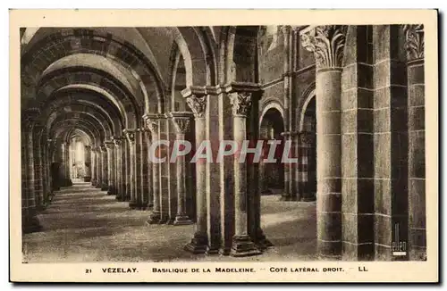 Cartes postales Vezelay Basilique de la Madeleine Cote lateral droit