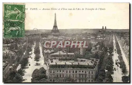 Paris Ansichtskarte AK Avenues Kleber et d&#39Iena vues de l&#39arc de triomphe de l&#39etoile Tour Eiffel