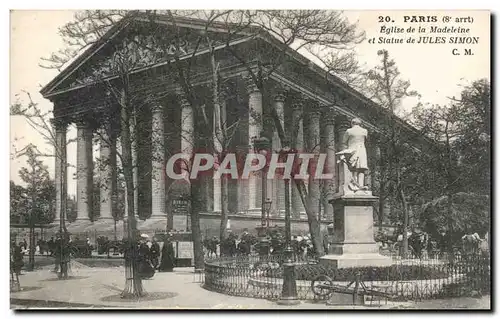 Paris Ansichtskarte AK Eglise de la Madeleine et statue de Jules Simon